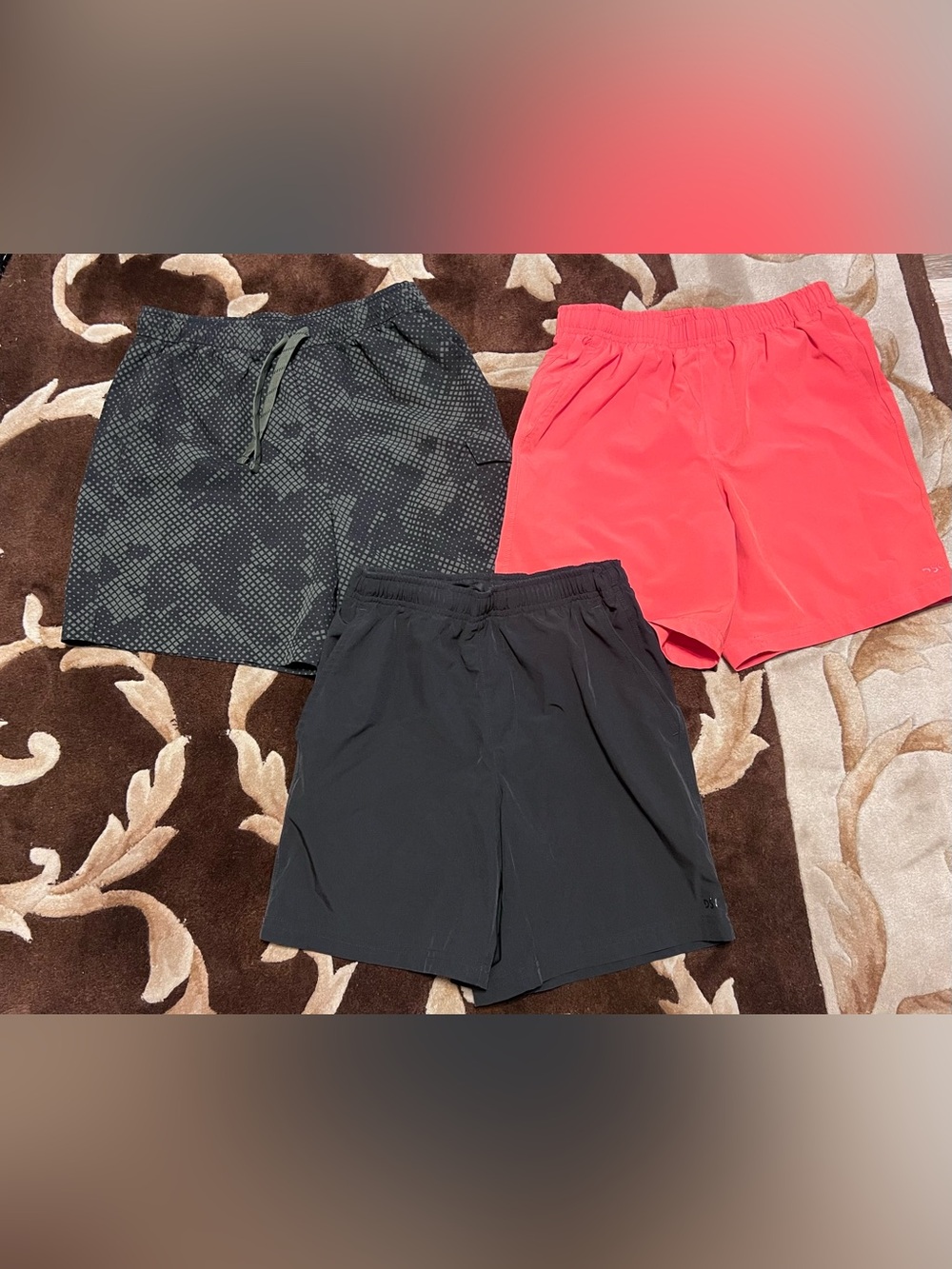 DSG boys agility shorts lot•  size medium (10/12) black,  light reed/coral